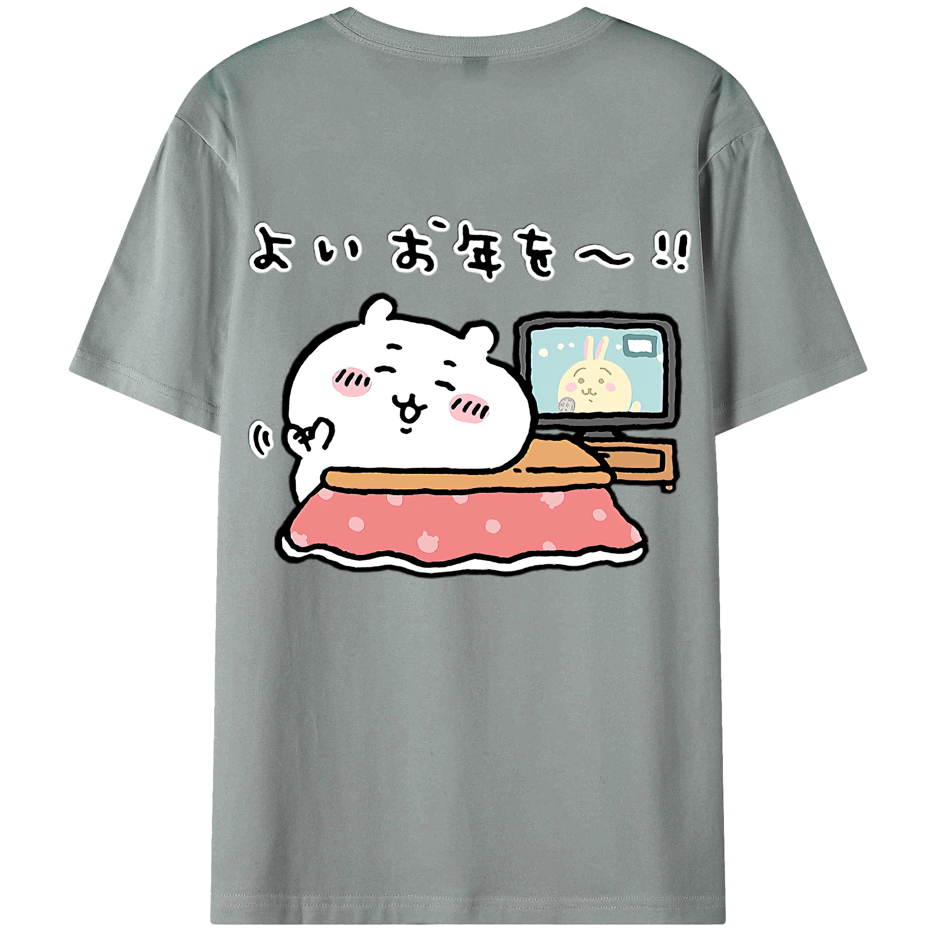 （画像用） ちいかわ ちいかわ Chii-kawa chiikawa 綿100％ メンズ半袖Tシャツ（バックプリント） 通気性